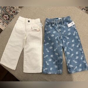Two pair of toddler girl wide leg jeans. NWT